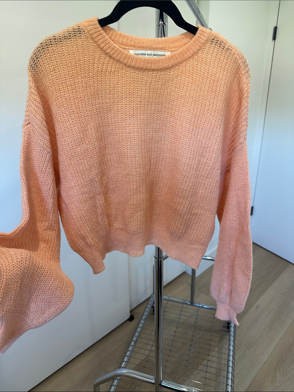 cupcakes & cashmere Coral-Peach Crewneck Sweater
